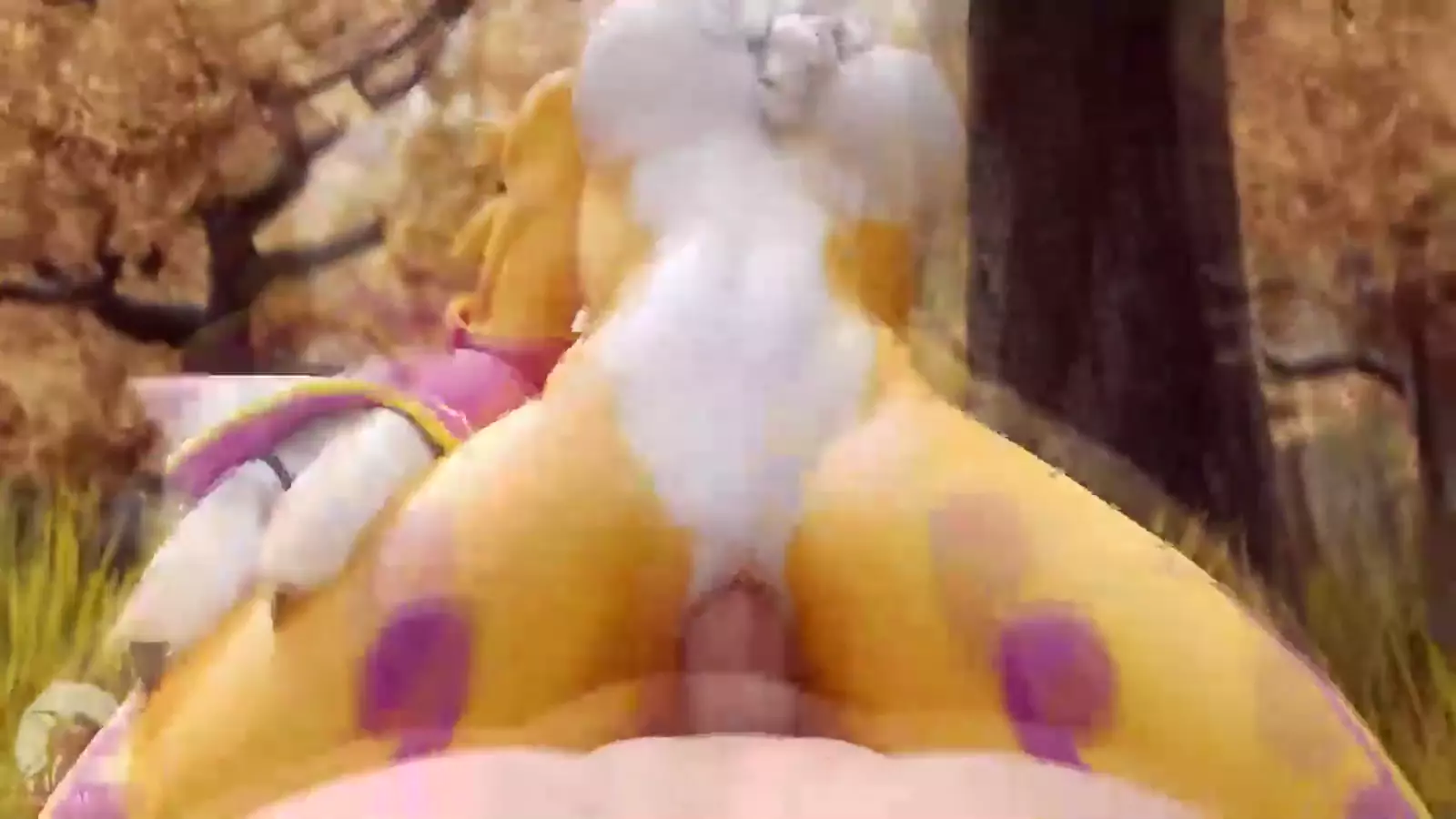 A kemono inspired shaggy character engaging in vaginal play